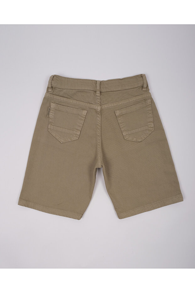 Erkek Çocuk Camel Ayarlanabilir Kanvas Lastikli Jean Şort - 3