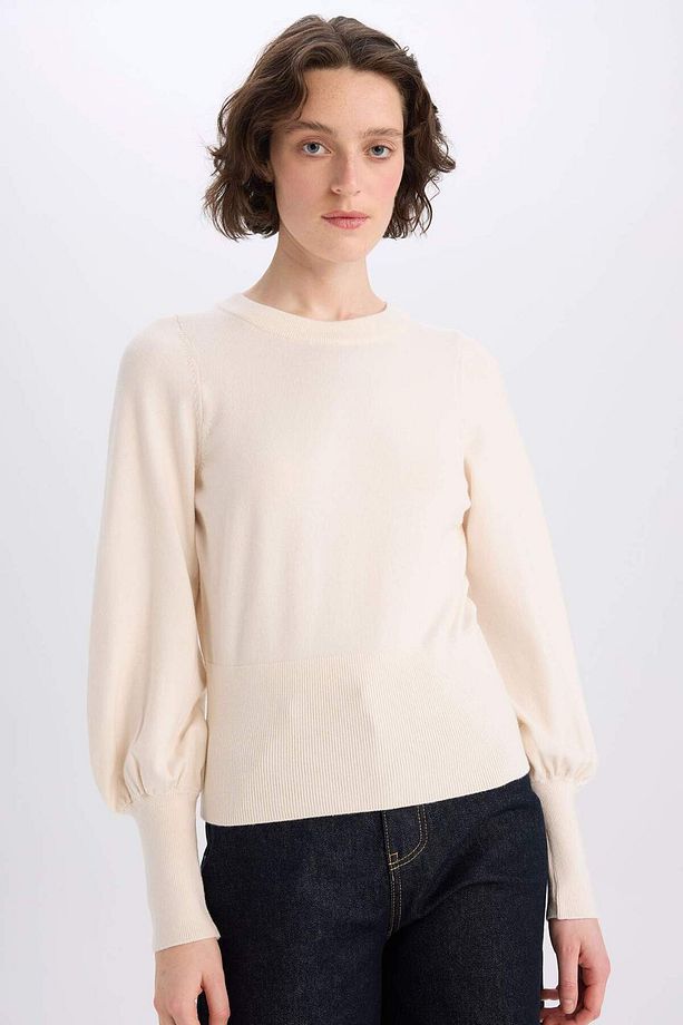 Regular Fit Bisiklet Yaka Basic Düz Triko Kazak F0542AX24CW - 4