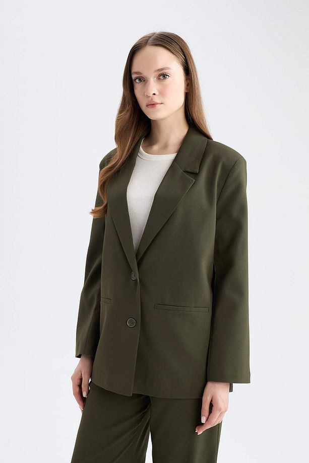 Regular Fit Ceket Yaka Basic Düz Düğmeli Blazer Ceket E1797AX25SP - 8