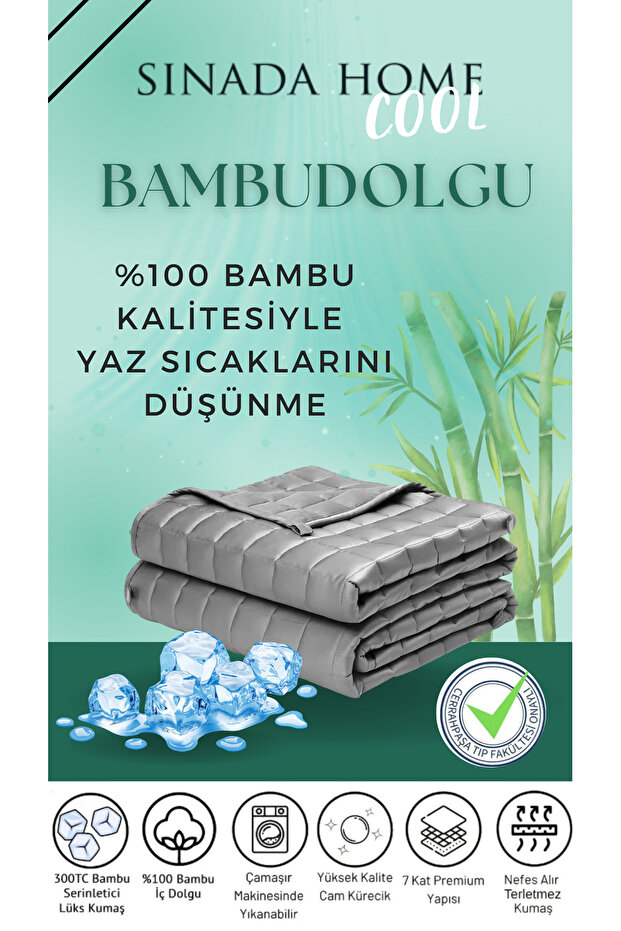 100% Bamboo Fabric + 300 Tc 100% Organic Bamboo Filled Weighted Blanket 8 kg 200X220 Double