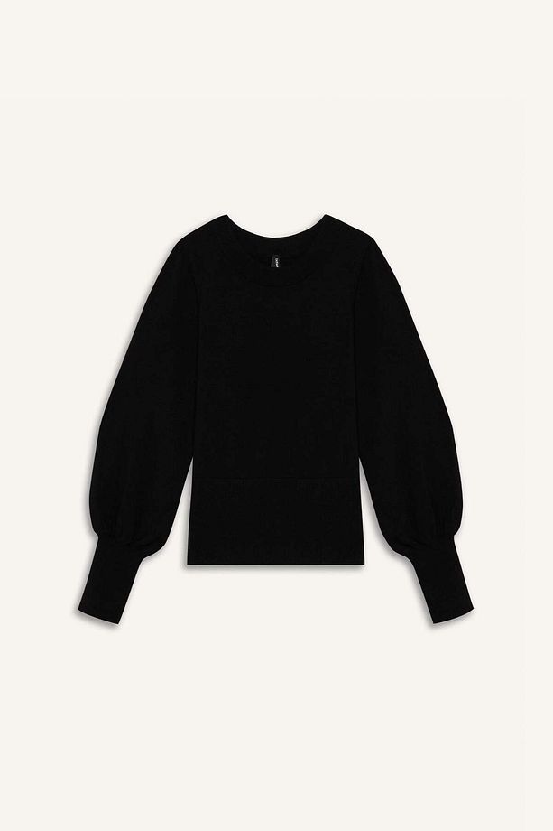Regular Fit Bisiklet Yaka Basic Düz Triko Kazak F0542AX24CW - 7