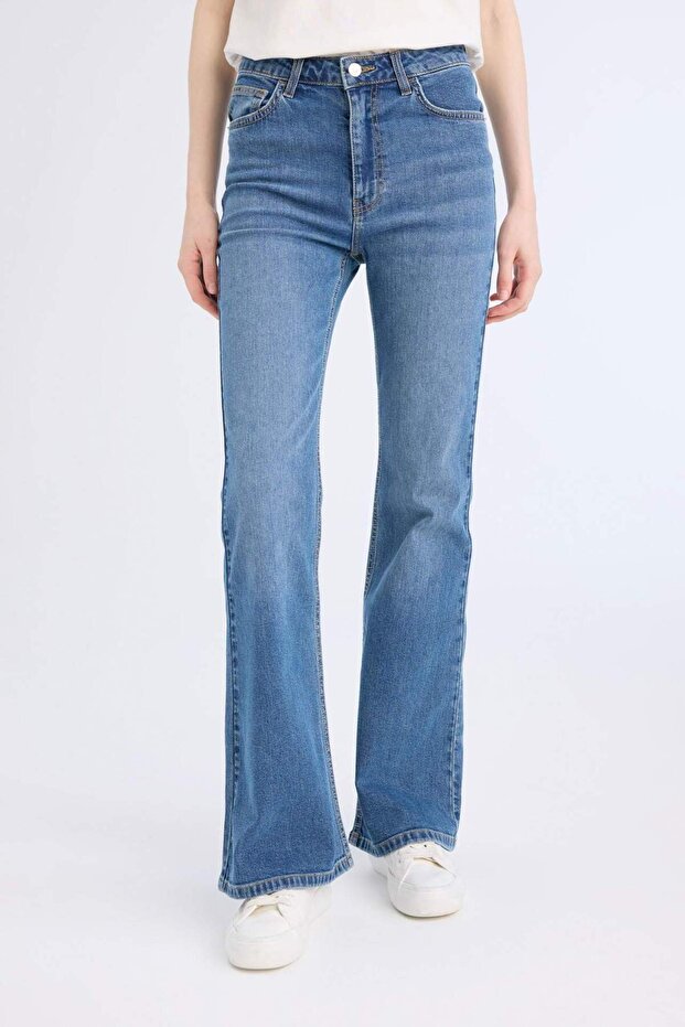 Mia Yüksek Bel Geniş Paça Jean Pantolon D6640AX25SP - 6