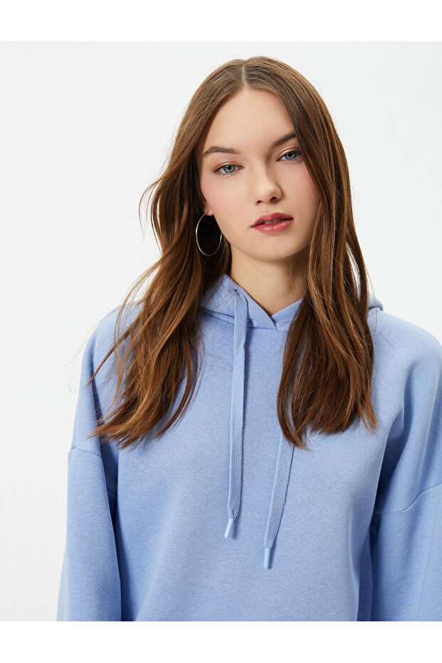 Raised Basic Sweatshirt Hooded Long Sleeve
