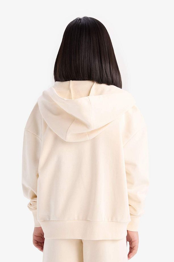Kız Çocuk Kapüşonlu Basic Düz Cepli Okul Fermuarlı Sweatshirt D9079A825SP - 6