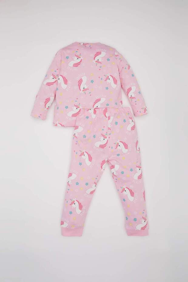 Kız Bebek Unicorn Baskılı Pijama Takımı Uzun Kollu Üst Beli Lastikli Uzun Alt E0763A525SP - 5