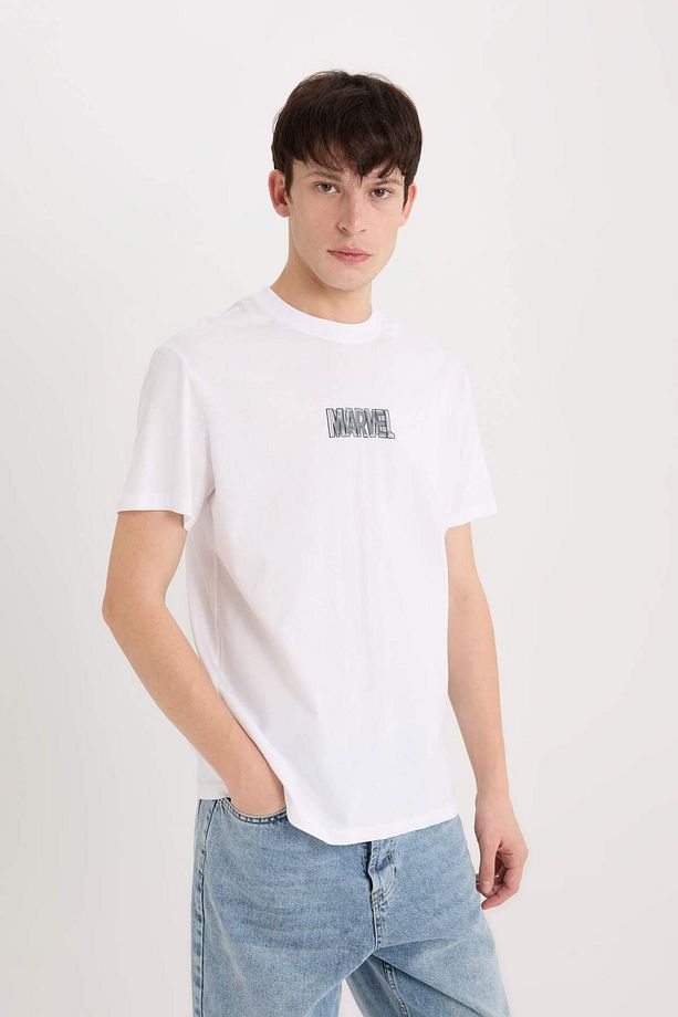 %100 Pamuk Marvel Logo Only Regular Fit Bisiklet Yaka Kısa Kollu Tişört D6785AX25SP - 4