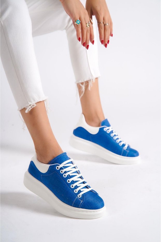 Mbmkq200-Mb Women's Thick Sole Blue/White Sneaker & Sports Shoes