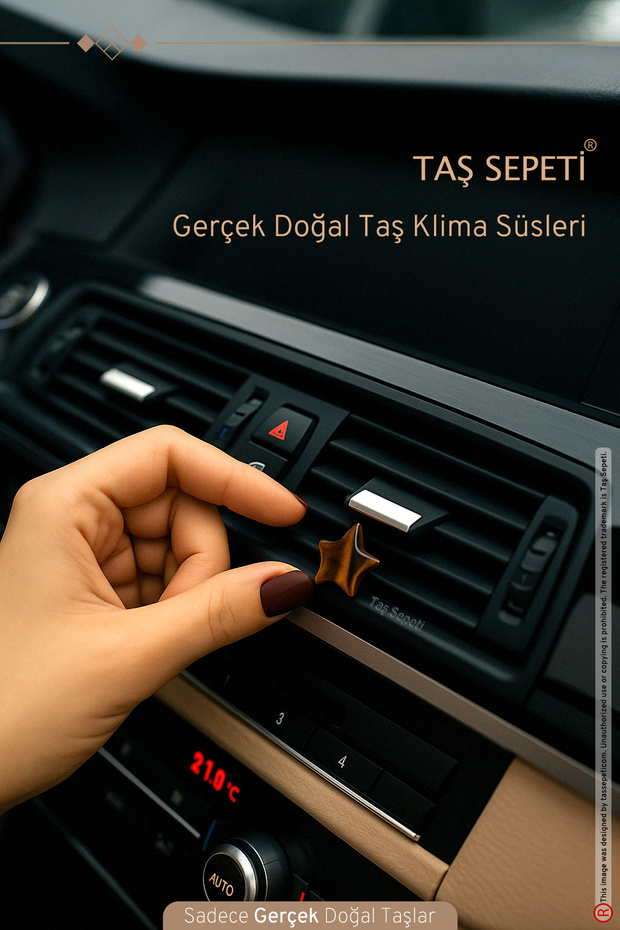 Car Air Conditioning Ornament Real Natural Stone Tiger Eye Brown Star Torpedo Ornament Decorative Clip-On Ornament
