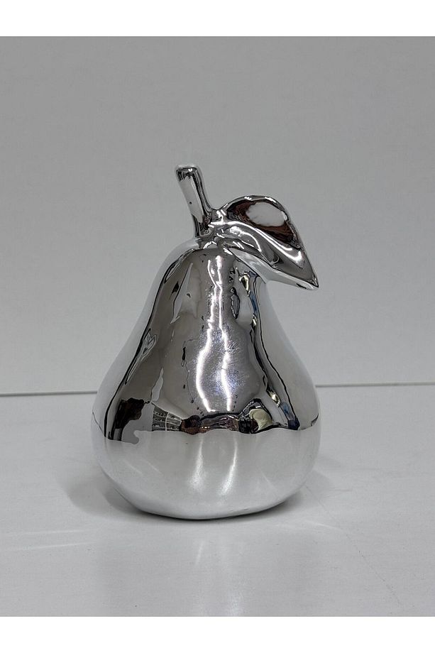 Dekoratif Armut Biblo Gümüş (küçük Armut 10 Cm Boy, 6 Cm En ) Tek Adet - 4