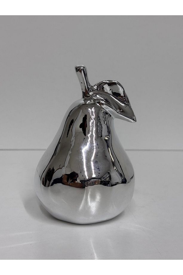 Dekoratif Armut Biblo Gümüş (küçük Armut 10 Cm Boy, 6 Cm En ) Tek Adet - 1