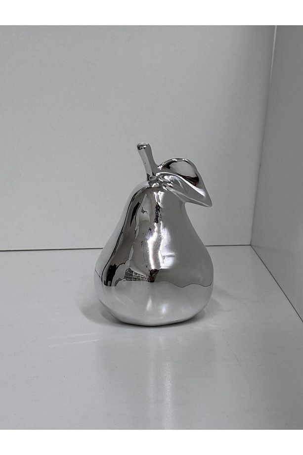 Dekoratif Armut Biblo Gümüş (küçük Armut 10 Cm Boy, 6 Cm En ) Tek Adet - 3
