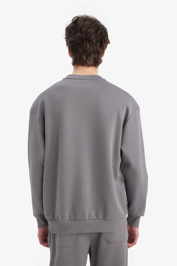 Boxy Fit Bisiklet Yaka Basic Düz Pike Sweatshirt E1519AX25SP - 8