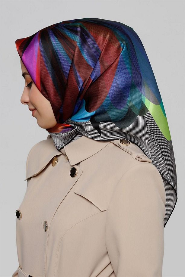 Nostalji Serisi Twill İpek Eşarp 7936D-09 - 3