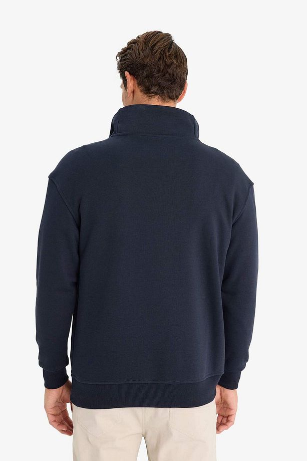 Relax Fit Dik Yaka Fermuarlı Basic Düz Kalın Sweatshirt E5332AX24WN - 5