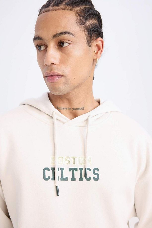 DeFactoFit NBA Boston Celtics Oversize Geniş Kalıp Kapüşonlu Sırt Baskılı Kalın Sweatshirt D3242AX24 - 7