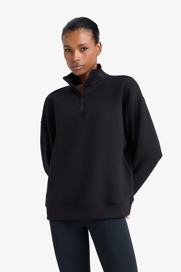 DeFactoFit Oversize Geniş Kalıp Dik Yaka Sporcu Sweatshirt D3796AX24WN - 4