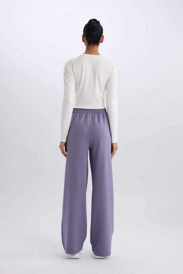 DeFactoFit Wide Leg Geniş Paça Sporcu Eşofman Altı Cepli Standart Boy Skuba Dalgıç Kumaş D8316AX25SP - 6