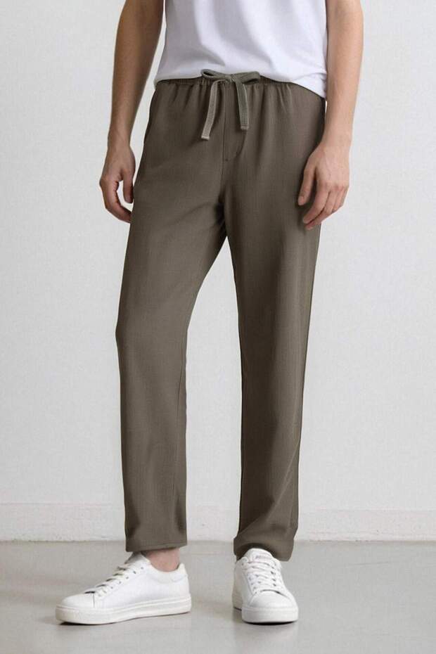 %100 Pamuk Regular Fit Normal Kesim Yazlık Dokuma Kanvas Jogger Pantolon D6260ax25sp - 6