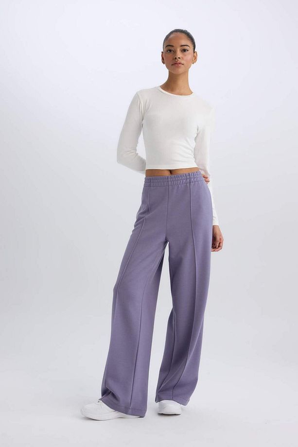 DeFactoFit Wide Leg Geniş Paça Sporcu Eşofman Altı Cepli Standart Boy Skuba Dalgıç Kumaş D8316AX25SP - 2