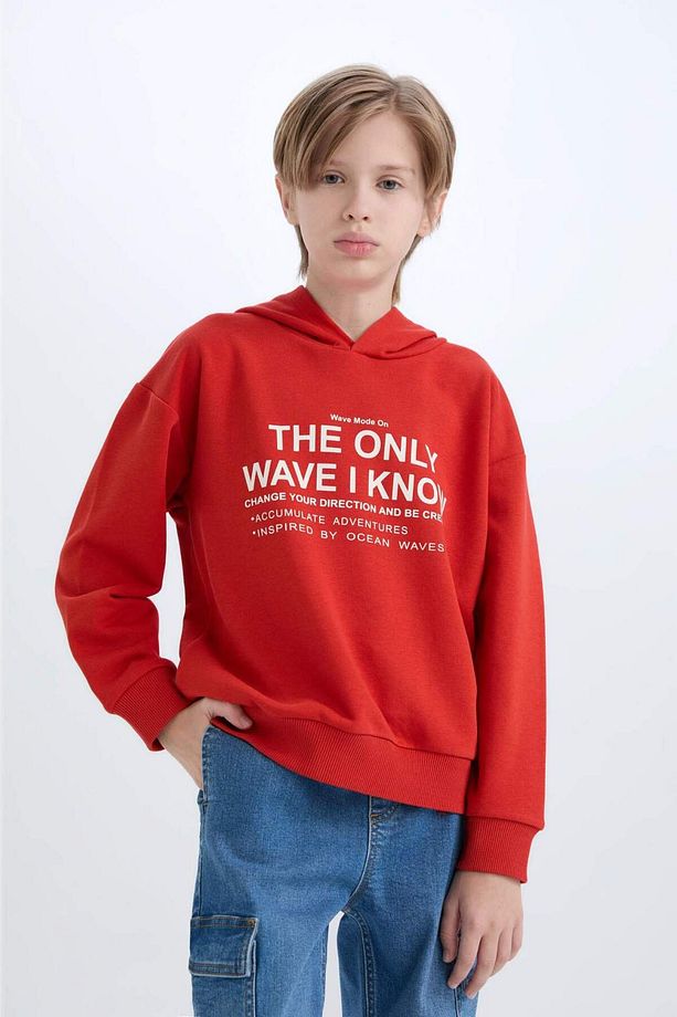 Erkek Çocuk Oversize Geniş Kalıp Kapüşonlu Baskılı Sweatshirt D7399A825SP - 7