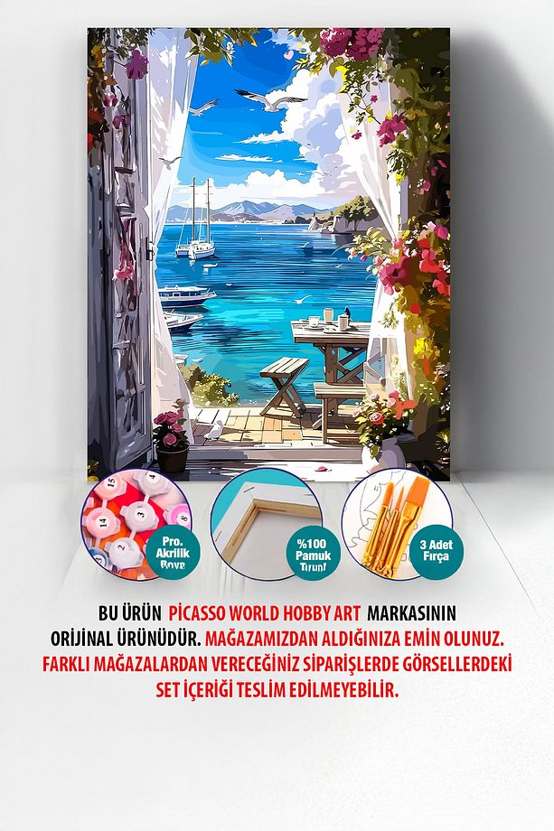 Sayılarla Boyama Numaralı Tuval Seti Fırça Boya Dahil 40x50 Cm Denizin Huzuru - 6