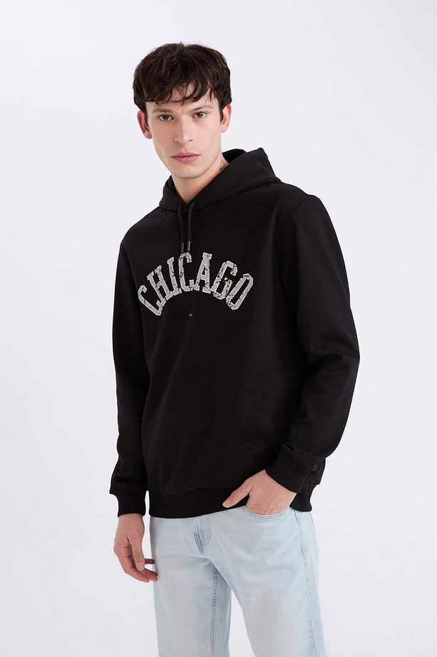 Regular Fit Kapüşonlu Baskılı Sweatshirt E3208AX24WN - 3