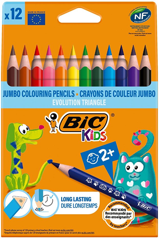 Bic Evolutıon Üçgen Jumbo Boya Kalemi 12 Renk-Kamp Bic-82973511