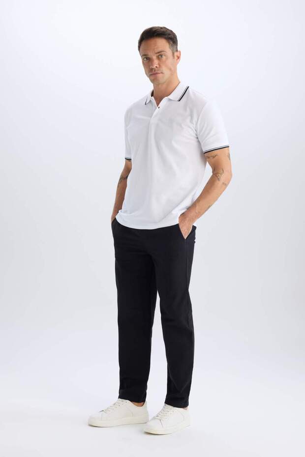 %100 Pamuk Regular Fit Basic Düz Kısa Kollu Polo Tişört E2310AX24AU - 2