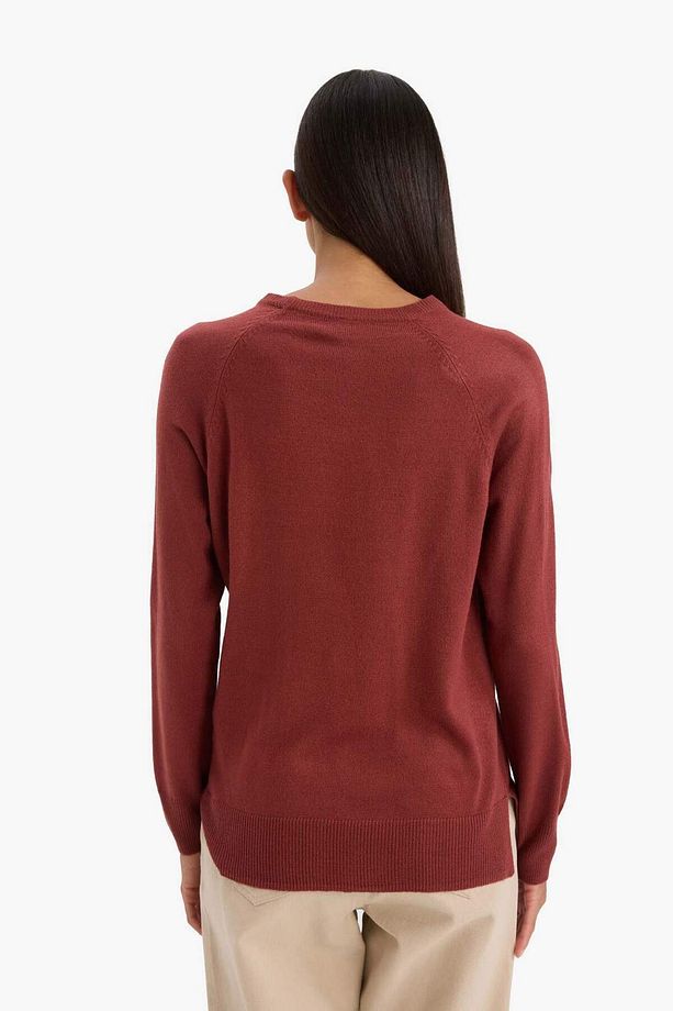 Regular Fit Yumuşak Dokulu Bisiklet Yaka Basic Düz Triko Kazak I6913AZ24WN - 6