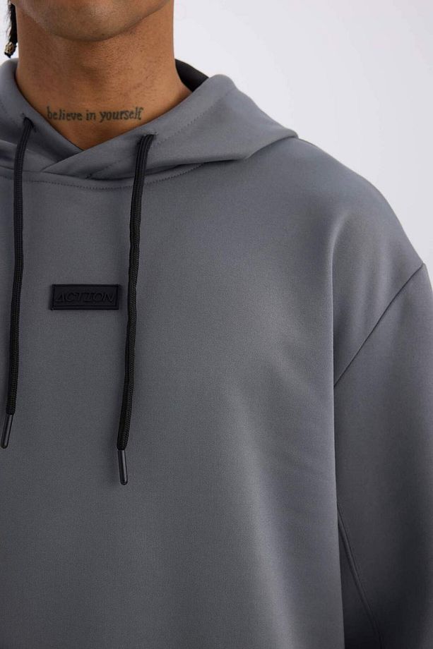 DeFactoFit Standart Fit Kapüşonlu Basic Düz Sporcu Sweatshirt D3736AX24WN - 5