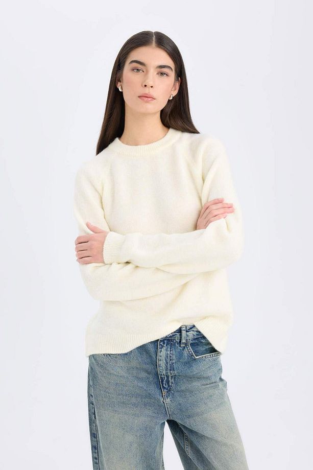 Regular Fit Bisiklet Yaka Basic Düz Triko Kazak D0035AX24WN - 4