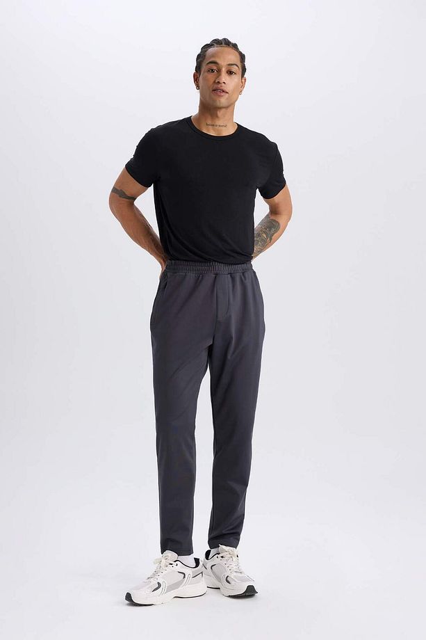 DeFactoFit Sporcu Jogger Eşofman Altı Slim Fit Dar Kesim Standart Paça Skuba Dalgıç Kumaş Beli Lasti - 3