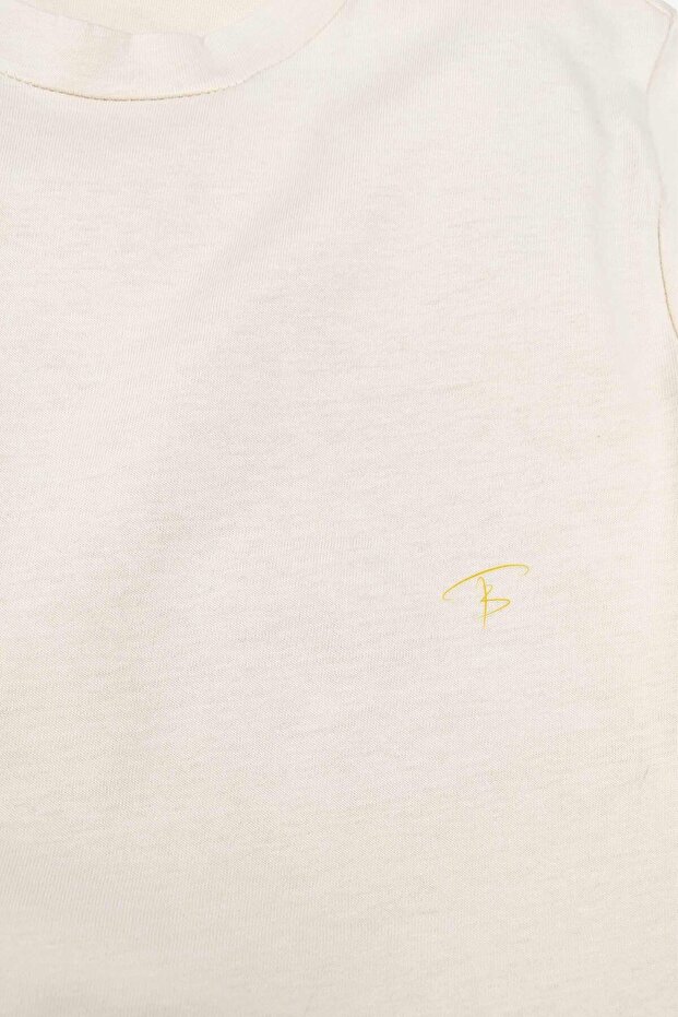 100% Cotton Printed Basic T-Shirt-Beige - 3