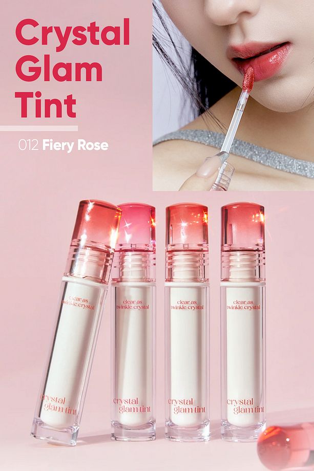 Yapışkanlık Hissi Vermeyen Yoğun Işıltılı Tint CLIO Crystal Glam Tint (12 Fiery Rose) - 8