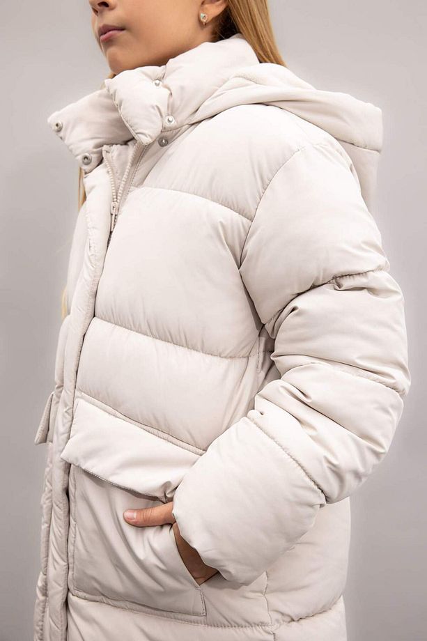 Kız Çocuk Su İtici Kapüşonlu Polar Astarlı Parka C8519A824AU - 4