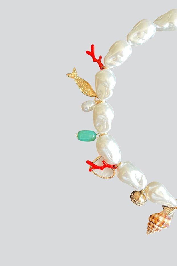 Çoklu Charmlı İnci Kolye - 3