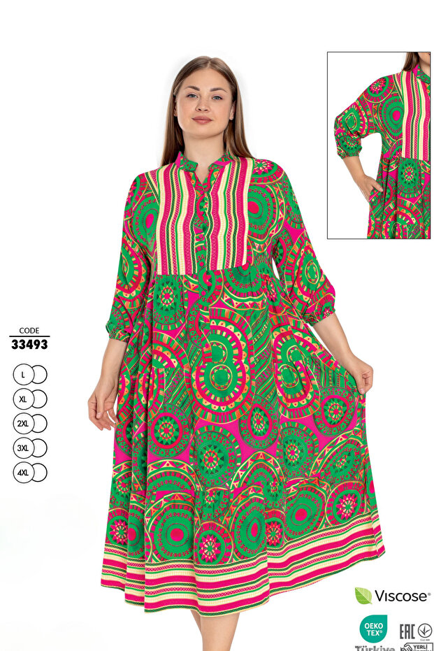Women's Plus Size Button Detail Button Dress 33493