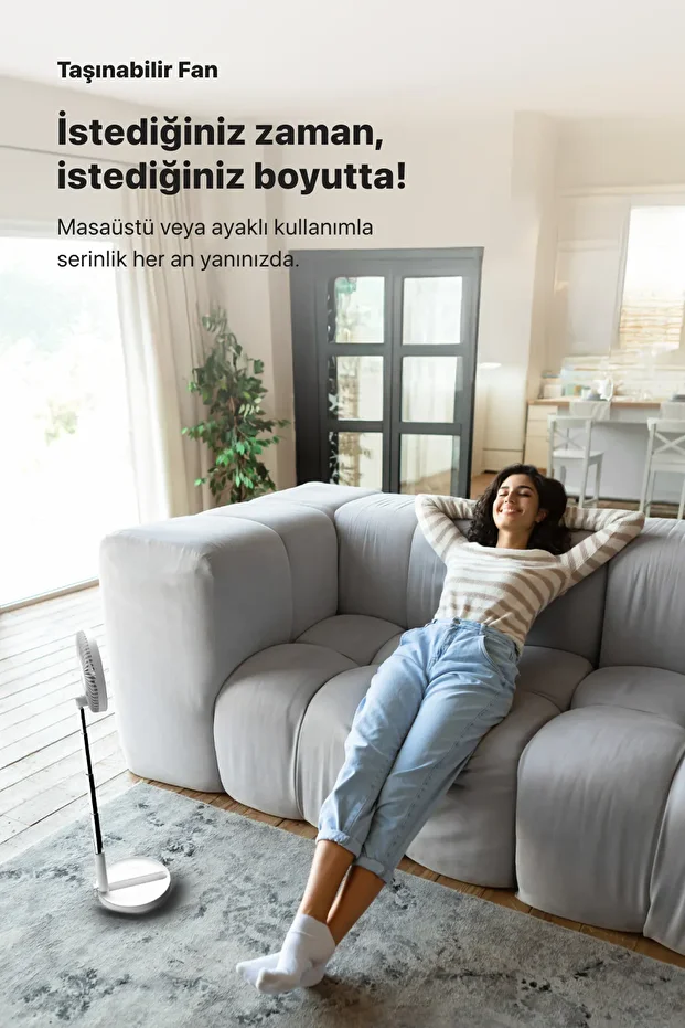 Taşınabilir Şarjlı Vantilatör 24 Saat Kullanım 3 Kademeli 180° Sessiz Ayaklı Katlanabilir Fan X6103 - 6
