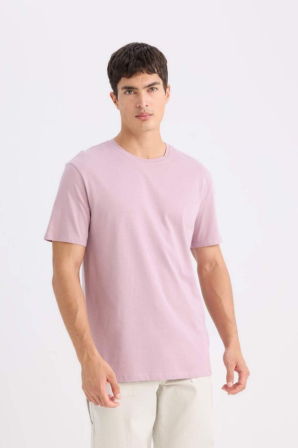 %100 Pamuk New Regular Fit Bisiklet Yaka Basic Düz Kısa Kollu Tişört E1091AXNS - 3