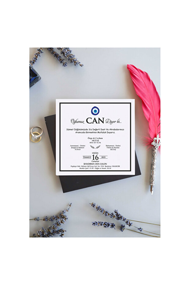 Sünnet Davetiyesi - 50-Adet - 2025 YENİ - Sünnet Davetiye Modelleri - 9203 - 4