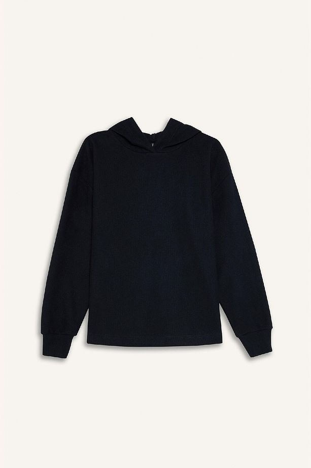 Relax Fit Kapüşonlu Basic Düz Sweatshirt E1995AX24WN - 7
