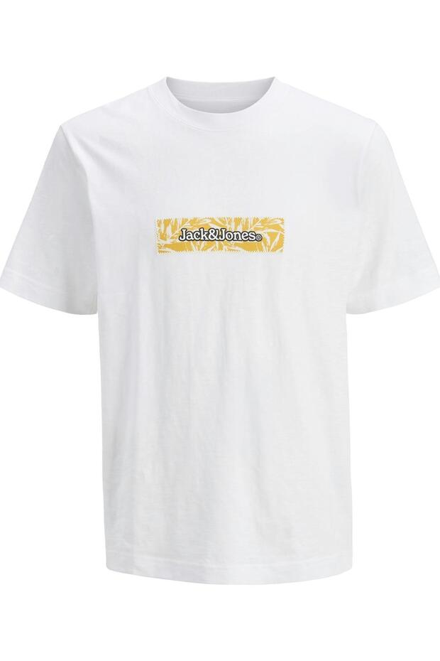 Tricou crem pentru bărbați Split Allover Print Branding (12272993-BW) - 3