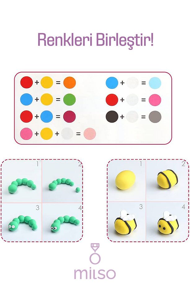 Havayla Kuruyan Modelleme Yumuşak Ekstra Hafif Kil Seti Soft Renkler 12'li - 5