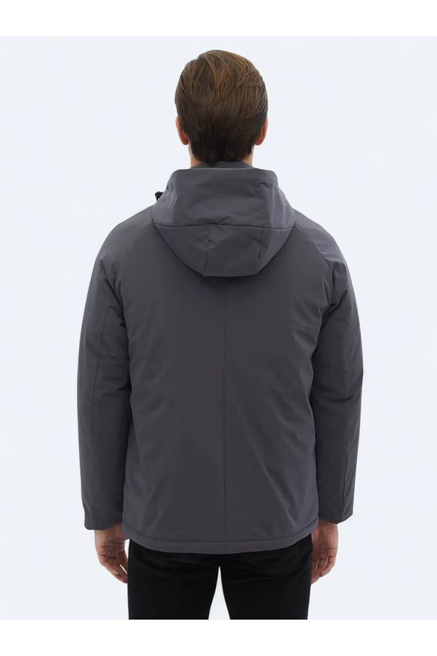 Gri Regular Fit Casual Dokuma Mont - 8
