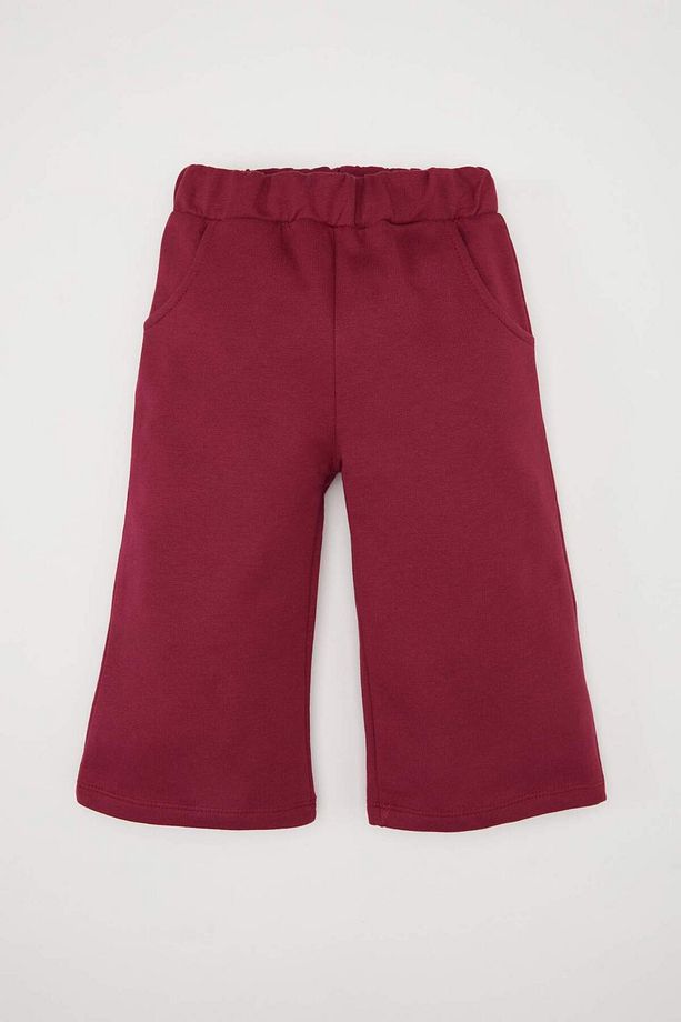 Kız Bebek 2'li Takım Basic Düz Bisiklet Yaka Sweatshirt Geniş Bol Paça Alt D7257A524WN - 2