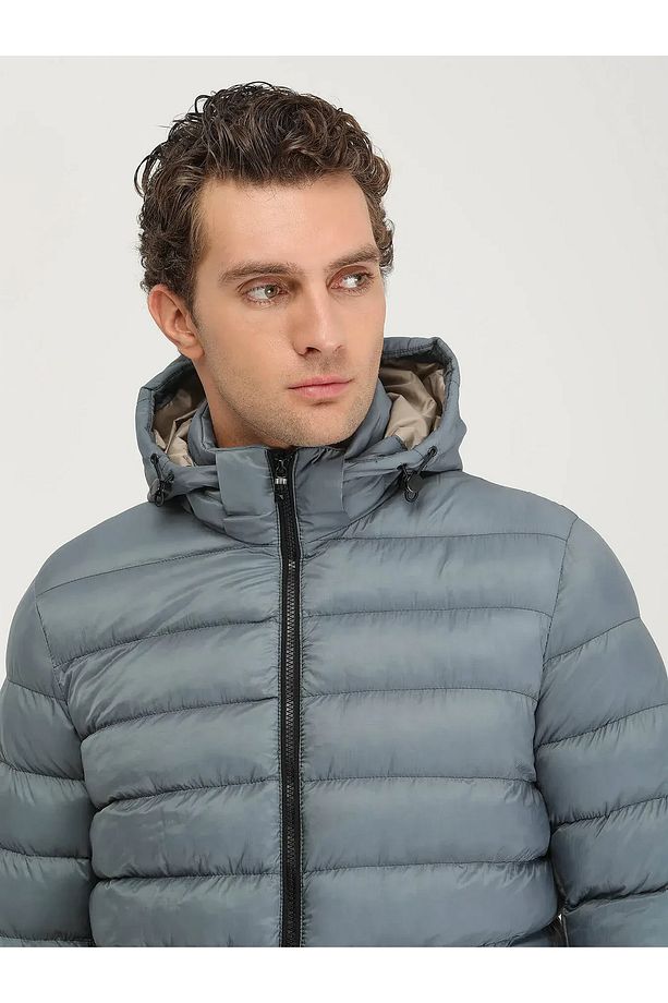 Mint Regular Fit Kapüşonlu Casual Dokuma Mont - 4