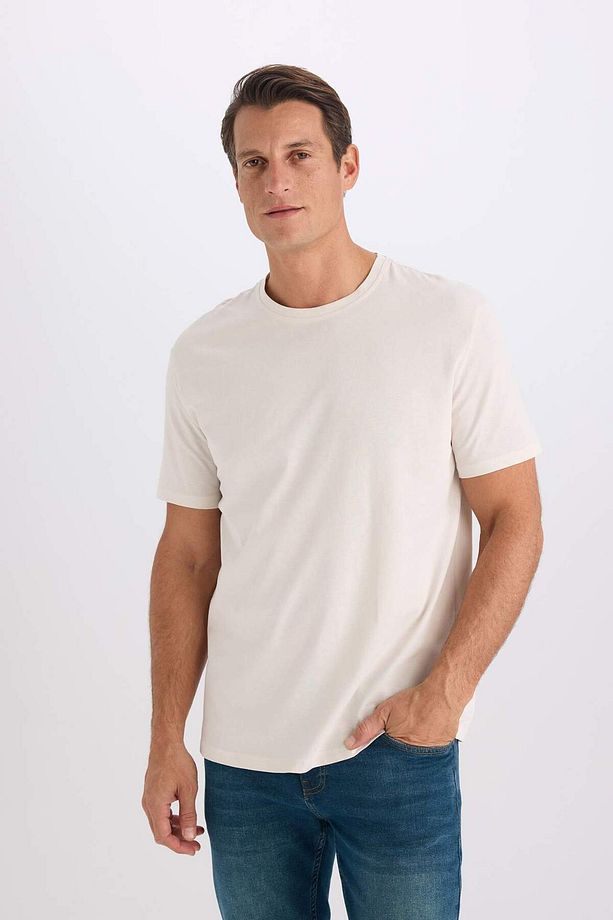 %100 Pamuk New Regular Fit Bisiklet Yaka Basic Düz Kısa Kollu Tişört E1091AXNS - 3