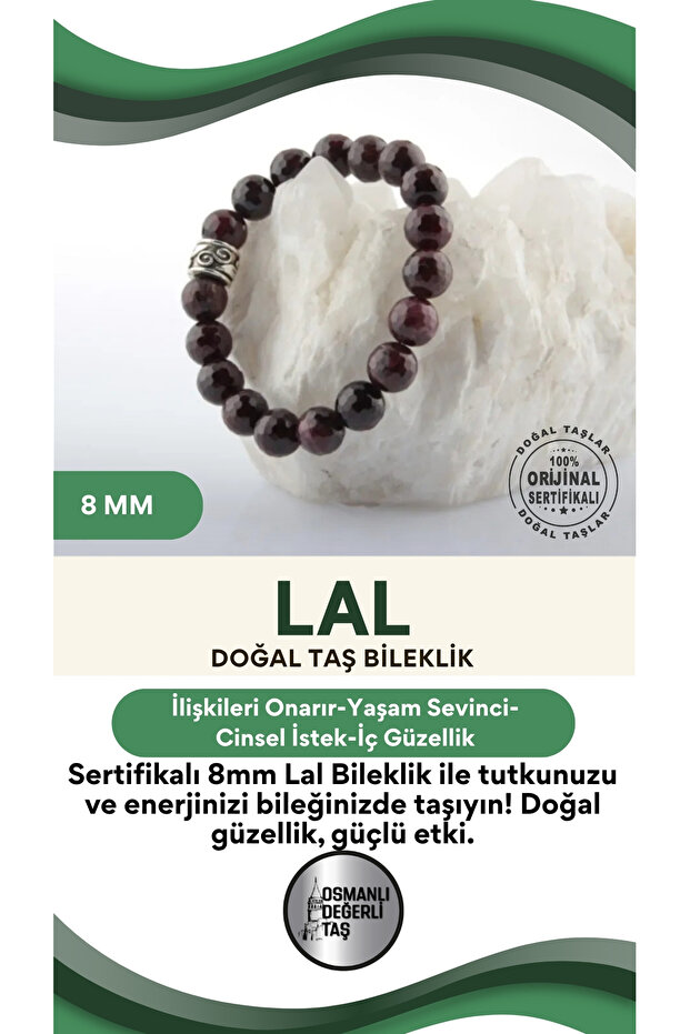 Certified Natural Stone 8 Mm Lal Bracelet