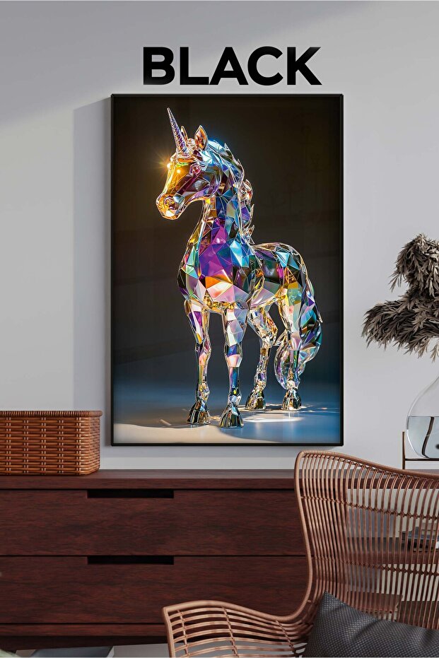 Kozmik Unicorn LED Işıklı Cam Tablo - 1