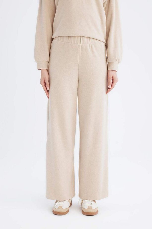 Relax Fit Beli Lastikli Selanik Kumaş Basic Düz Triko Siyah Pantolon B4311AX24WN - 5